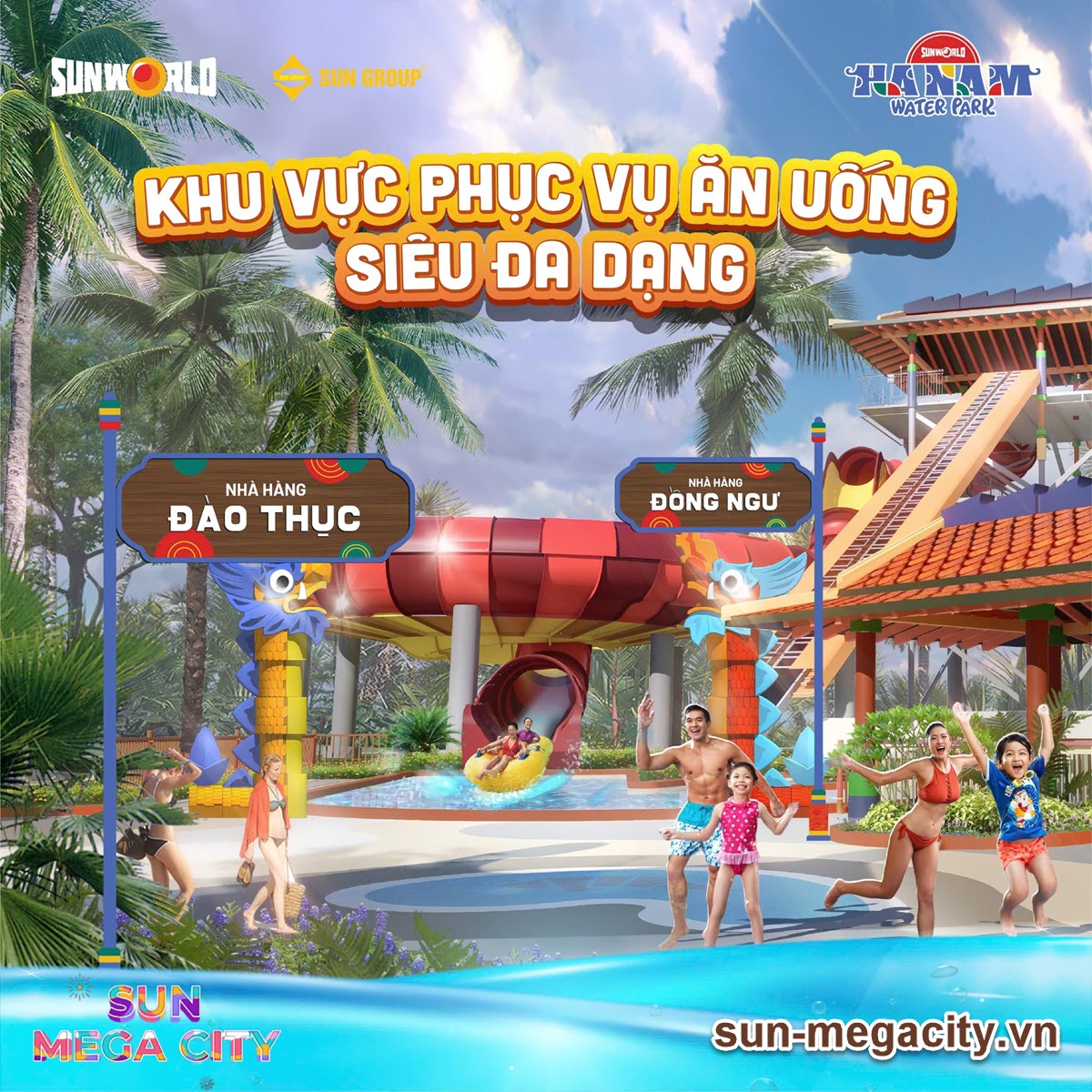 Công viên nước Sun World Ha Nam luôn đảm bảo phục vụ đầy đủ đồ ăn và thức uống
