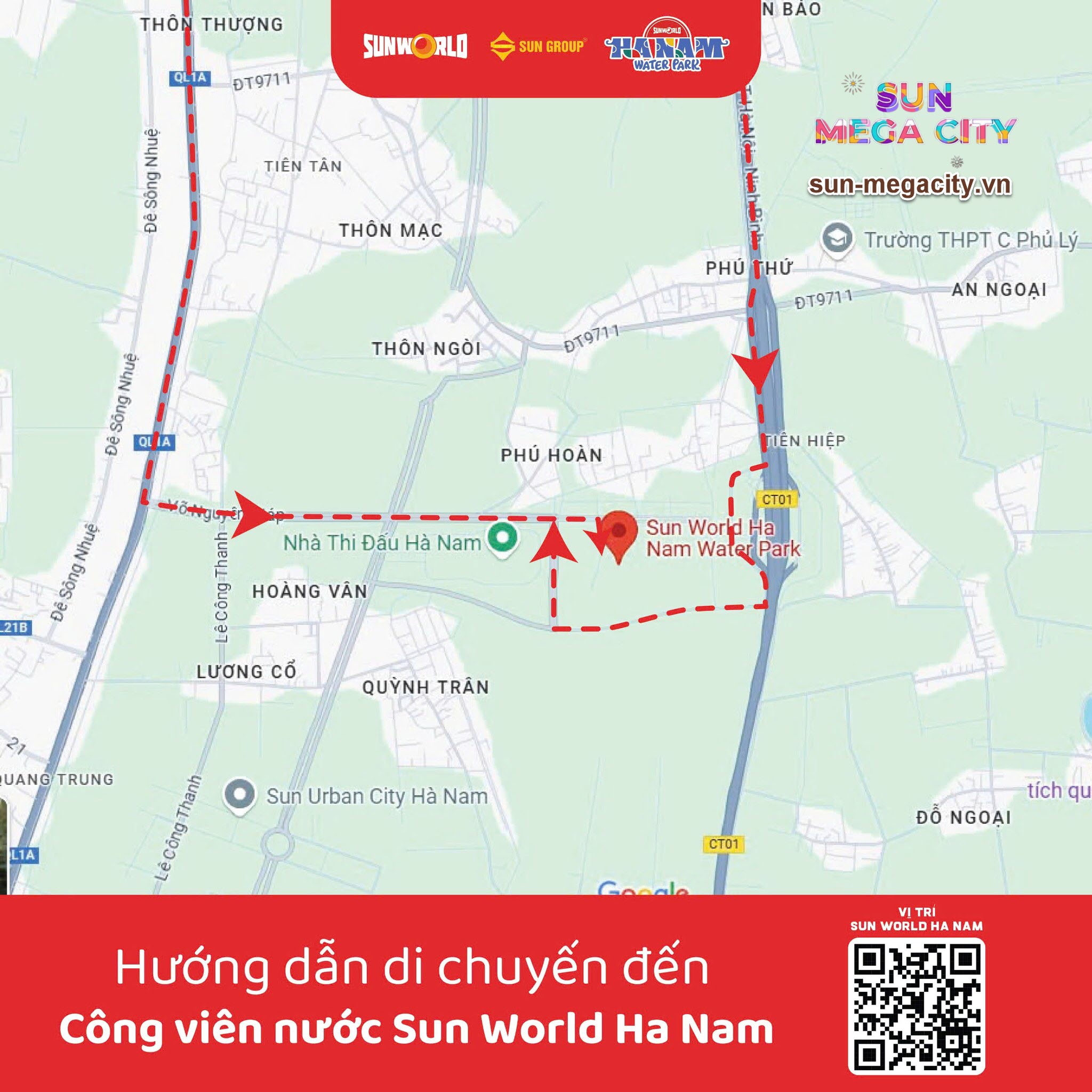 Hướng dẫn di chuyển đến Sun World Hà Nam